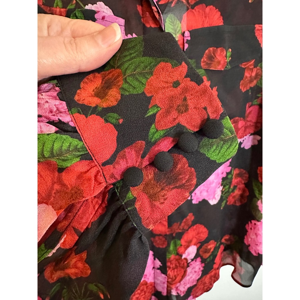Generation Love Oslo Floral Georgette Shirt Blouse Size‎ XL Red Pink Sheer NEW - Picture 6 of 14